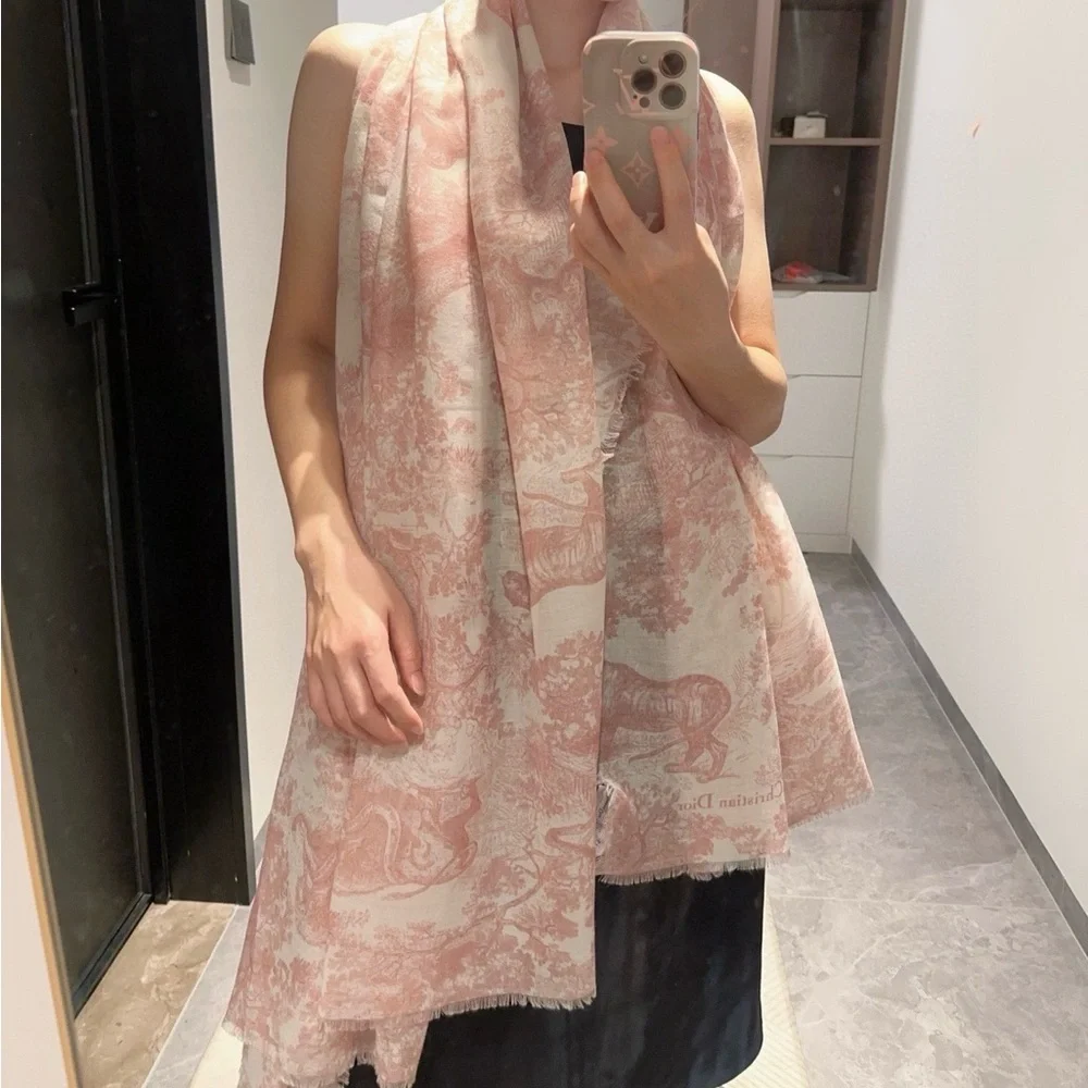 Dior Pink and White Women's Scarf